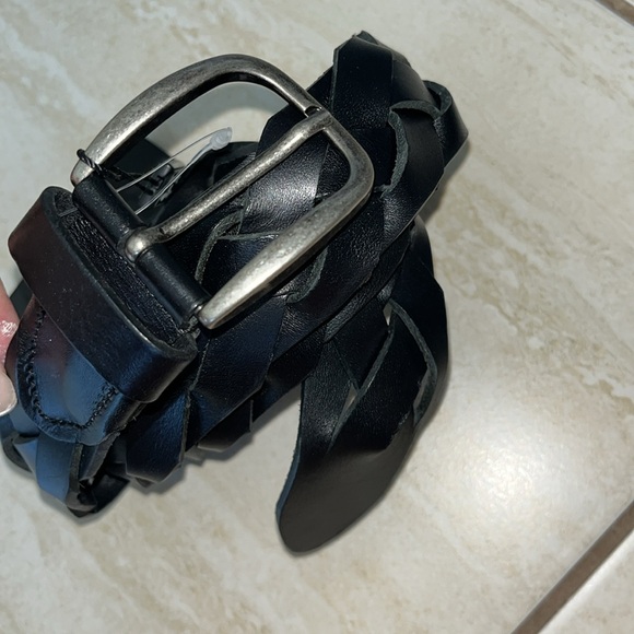 Italian Leather Black Braided Belt 36” - Picture 2 of 7